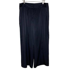 Babette Black Satin Wide-Leg Tuxedo Pants, Size XL